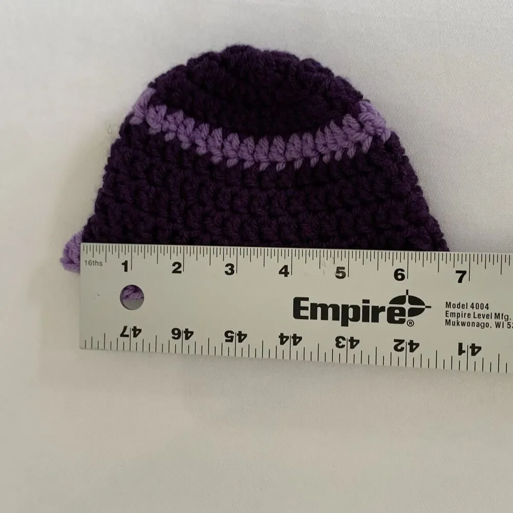 Handmade‎ Crochet Baby Hat Purple Lavender Soft Knit Infant Beanie Newborn Gift